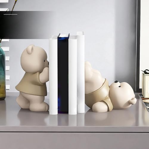 Serre-livres ours antidérapant 10x9x16 cm pour étagère et meuble TV