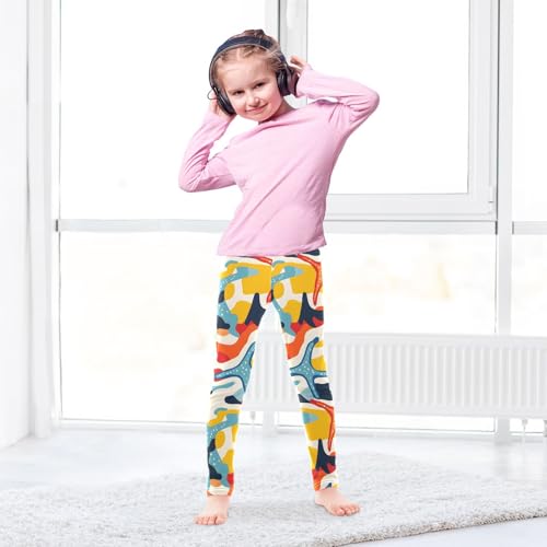 ALAZA Girls' Leggings Children's Yoga Pants Skinny Printed Dance Camouflage Starfish Comfortable 4T3