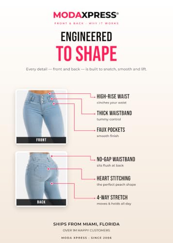 Image of Moda Xpress Women's Butt Lifting High Waisted Bootcut Jeans - Stretchy, Comfortable Flare Jeans in Junior Size Vintage Style