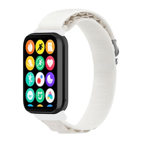 Lonkenn Nylon Correa Compatible con Xiaomi Redmi Watch 5/Redmi Watch 4/Smart Band 9 Pro/Smart Band 8 Pro, Correa Relojde Nylon, Ajustables Correas de Repuesto Deportiva - Blanco