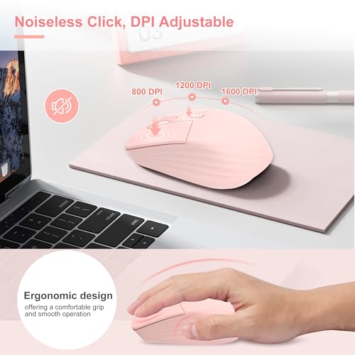 LeadsaiL FA98 Low-Profile Wireless Mechanical Keyboard and Mouse Set, 2.4G Wireless and Comfort Semi-quiet Typing, 98-Key Compact Slim 96% Keyboard for Windows/MacOS PC Laptop -Pink - Image 8