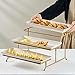 LYEOBOH 3 Tier Serving Stand and Platters Set Large Tiered Serving Platters with Collapsible Sturdier Rack 14 Inches Tiered Serving Tray for Appetizer Fruit, Dessert and Cupcake, White