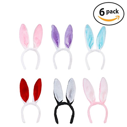 tkstar 6 morceaux oreilles de lapin Serre-tête à oreilles de lapin en plusieurs couleurs pour concert, fêtes, mariage, Cosplay