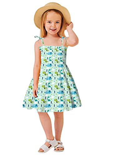 CM-Kid Toddler Girl Sleeveless Dinosaur Sunflower Dresses Summer Beach Outfit Strawberry Butterfly Ladybugs Sundress2