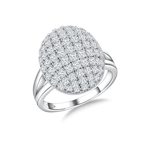 Moissanite Statement Ring for Women 14K White Gold Vermeil Sterling Silver Engagement Rings D Color 2.1 Ct Lab Created Diamond Wedding Promise Ring