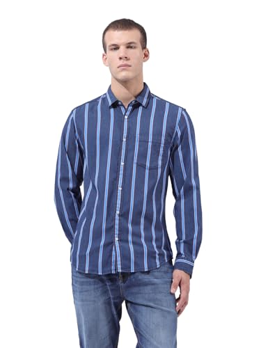 Chemise à rayures bleues homme coupe slim parfaite pour vos sorties décontractées
