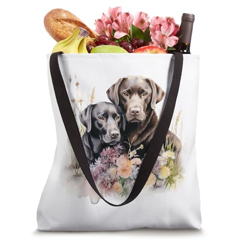 Floral Wildflower Dog Black & Brown Labrador Retriever Tote Bag miniatura 4