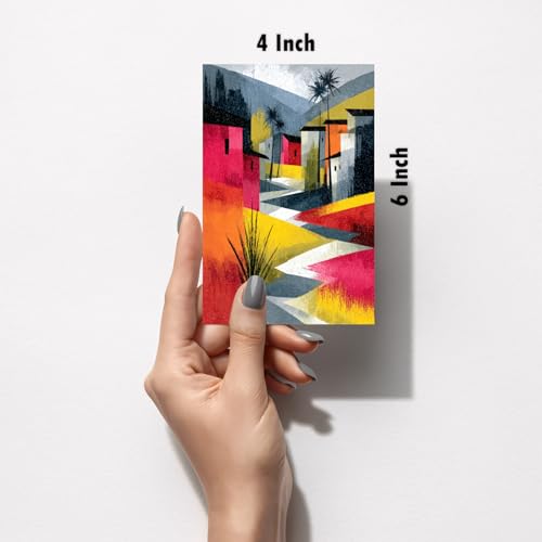 Image of SiddArtify Tropical Landscape Wall Art Prints Set - Modern Cityscape Poster Decor for Living Room Bedroom Office - Set of 2-4x6 Inch - Board (Pack of 6) - Sticker (Pack of 6)