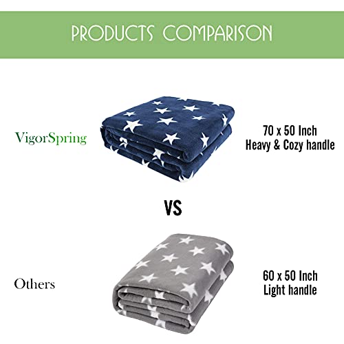Vigorspring Super Soft Throw Blanket - Navy Star Throw Cozy Large Fleece Blanket For Kids - All Seasons Microfibre Plush Throw Boy Blanket- 50X70 Inch #TOP3