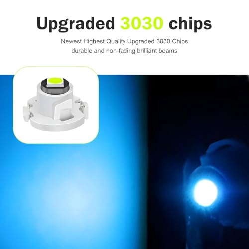 Image of 10 PCS Car T4.2 LED Bulbs, 12 V 3030 SMD High Brightness Dashboard Indicator Light, Plug and Play Wide Angle HVAC Climate Control Bulb, Interior Lighting Replacement for Car (Blue)