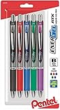Pentel Energel Rtx Retractable Liquid Gel Pen, Bold Line, Metal Tip, Assorted Ink Pack of 5 (BL80BP5M)