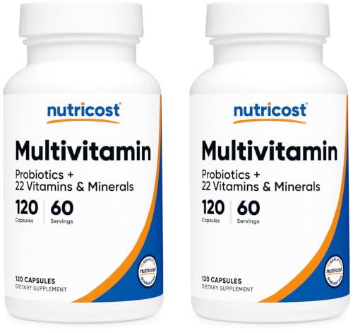 Nutricost Multivitamin with Probiotics 120 Vegetarian Capsules - Packed with Vitamins & Minerals (Pack of 2): retailer-supplied image
