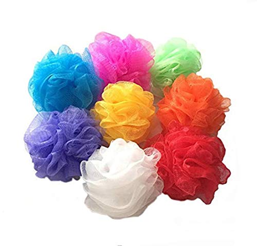 UNBER Bath Sponges, Small Size Colorful Shower Sponges Exfoliating Mesh Pouf Bath Ball Back Scrubber for Kids Pack of 8