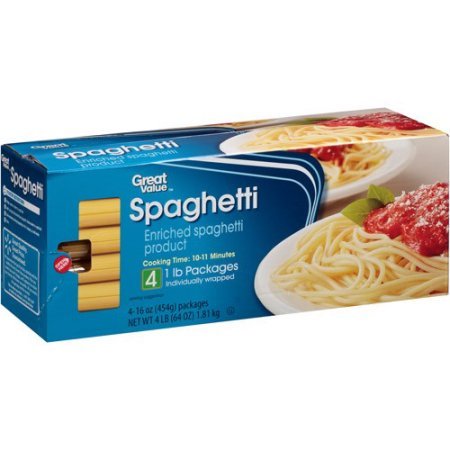 Great Value Spaghetti, 1 lb, 4 Count