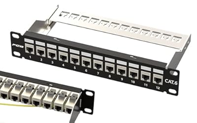 FGB Panel de conexión de 12 puertos y Cat6 Rack Montaje en Red Panel Rj45 Blindado Keystone Coupler with Backplane 1U nline Kevstone Panel de conexión de red para conmutador de red Gigabit | Ya disponible en tu tienda friki favorita! En mundofriki.es!