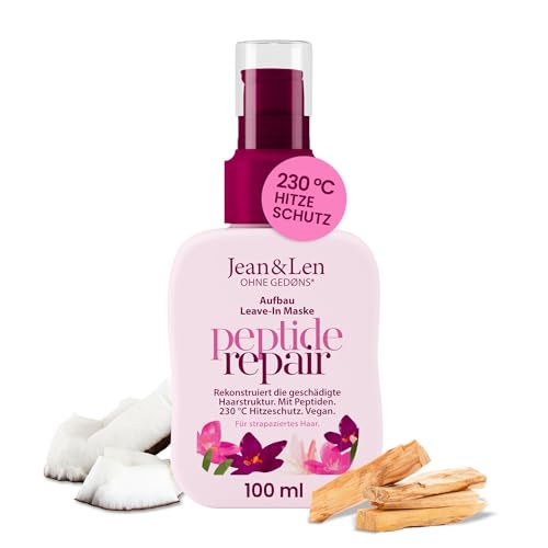 Jean & Len Leave-In Haarmasker Peptide Bond Repair voor gestrest en beschadigd haar, herstelt, versterkt en maakt glad, met hittebescherming tot 230 °C, vegan, 100 ml