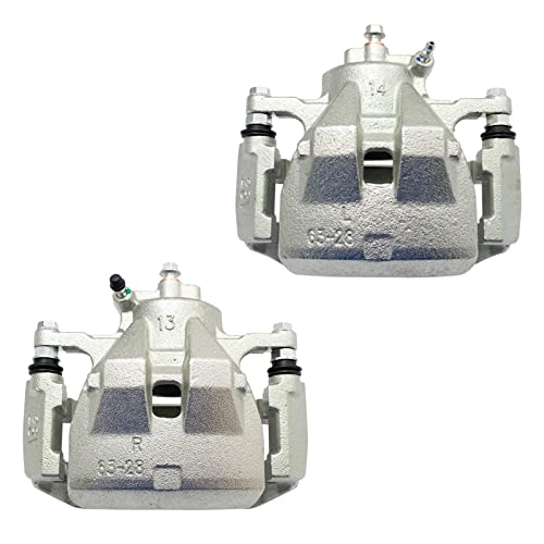 Image of TRQ Front Brake Caliper Set Zinc Coated Brackets Hardware Compatible with 2012-2018 Toyota Avalon 2012-2017 Camry 2016-2018 Lexus ES350
