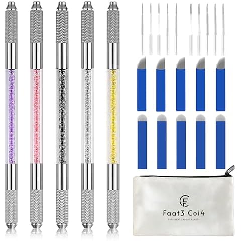 Faat3 Coi4 Microblading Pen Manual Eyebrow Pens Microblade Supplies Double Sided Microblading Hand Tool for Makeup Supplies (5 Pieces) Cover