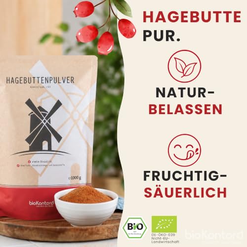 bioKontor – BIO Hagebuttenpulver 1000g – Hagebutten gemahlen fein