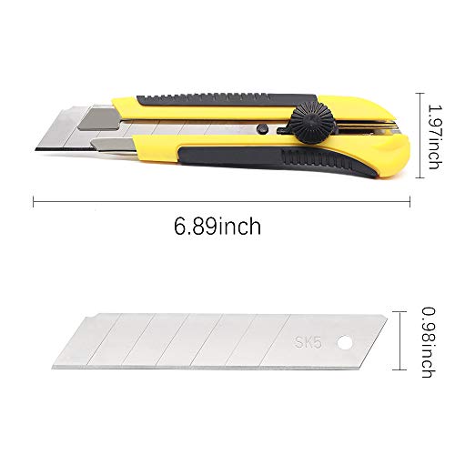 Scimaker 25Mm Heavy Duty Utility Knife, Box Cutter With 10Pcs Sk-5 Retract Blades, Snap-Off Cutters With Rubber Grip For Cardboard, Boxes, Diy Crafts #TOP3