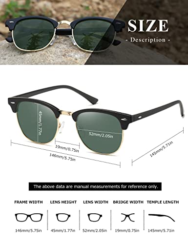 Image of AEVOGUE Polarized Semi Rimless Sunglasses for Men Women, Retro UV400 Sun Glasses for Driving Outdoor