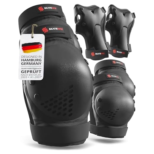 SKATEWIZ Knieschoner Kinder Schoner Inliner Kinder - Inliner Schoner Knieschützer - Protektoren - Knie und Ellenbogenschützer - Smash Größe M/L Schwarz