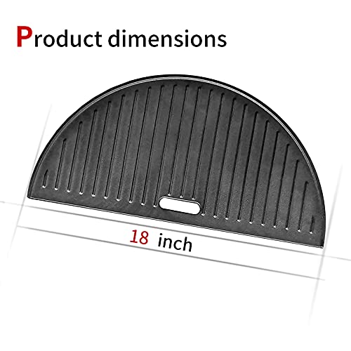 Outspark 18 Inch Reversible Half Moon Cast Iron Griddle For Kamado Joe Classic Joe Kj23Rhc Kj23Nrhci Kj23Rh, Large Big Green Egg Grill Grids Grates #TOP1
