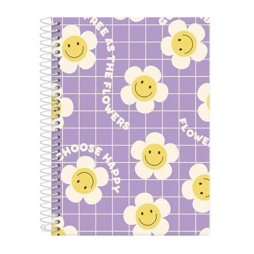 Caderno Colegial Feminino Retrô Good Vibes Lilás 10 Mat