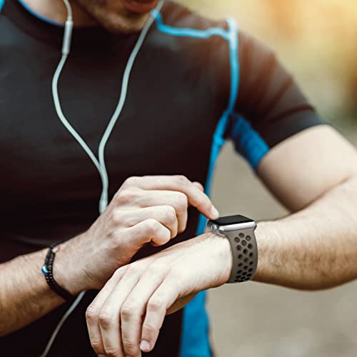 Image of Lerobo Sport Band Compatible with Apple Watch Band Ultra 49mm 45mm 44mm 42mm 41mm 40mm 38mm for Men Women,Soft Silicone Breathable Strap Sport Band for iWatch Ultra 2 SE Series 9 8 7 6 5 4 3 2 1