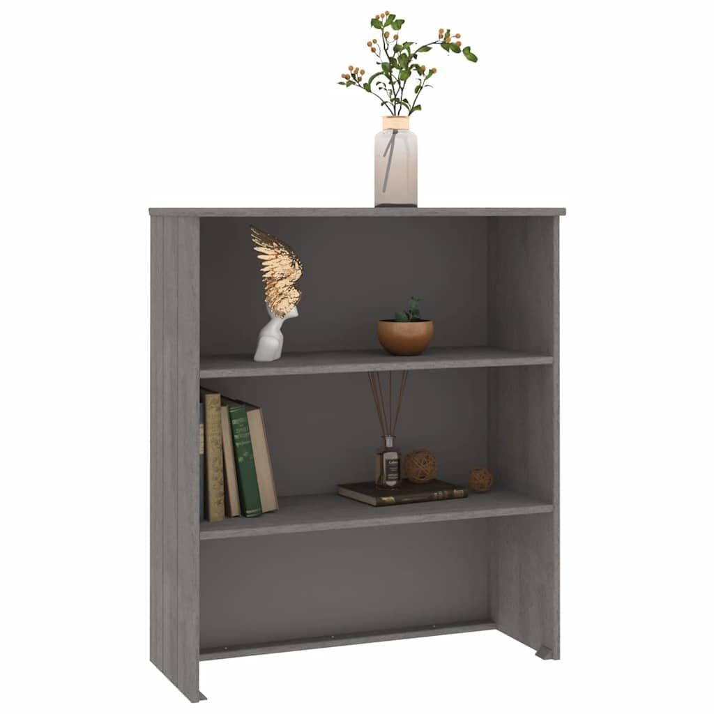 HAMAR - Aparador de madera maciza de 85 x 35 x 100 cm, color gris claro con 2 estantes, diseño moderno, pino resistente, para cocina, pasillo, dormitorio y salón