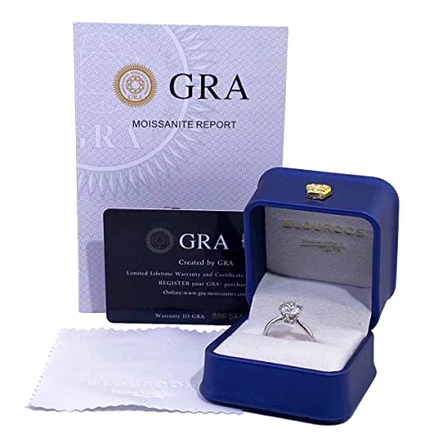Blouroos Moissanite Rings For Women Engagement Wedding Band 0.5 Carats 18K White Gold Plated 925 Sterling Silver Lab Created Simulated Round Diamond Ring Promise Wedding Hypoallergenic Nickel Free #TOP4