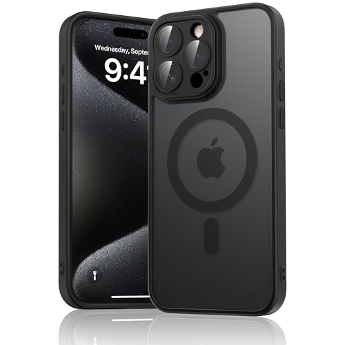 Image of Tobfit Magnetic Case for iPhone 15 Pro Max Compatible with Mag Safe, Translucent Matte Back Slim Shockproof Phone Cover for iPhone 15 Pro Max