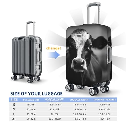 Travel Luggage Protector Cover Black White Cow Face Suitcase Covers for Luggage Fashion Washable Elastic Luggages Cover Protector Scratch Resistant Travel Essentials Suitcase Cover Fits 18-32 Inch2