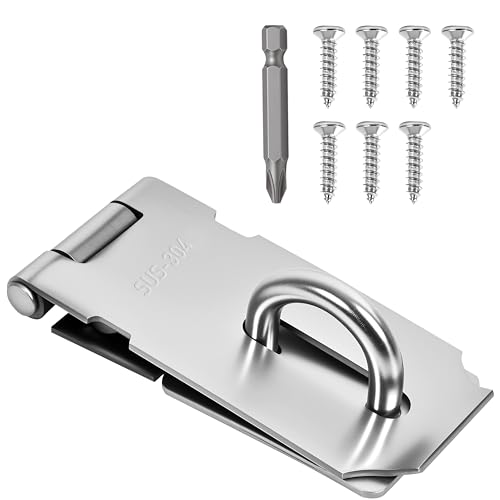 ZYINOZOC 1 Pcs Door Locks Hasp Latch 3 Inch Stainless Steel Safety Packlock Clasp Hasp Lock Latch Hasp Lock Latch for Doors Extra Thick Brushed Finish with Screws (1 Pcs Stainless Steel 3 inch)