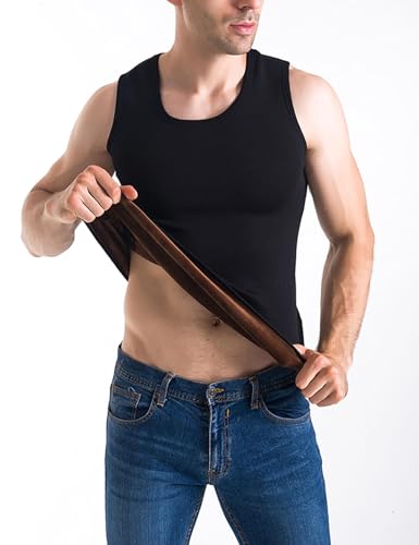 Flygo 2 Pack Thermal Tank Top Men Cotton Winter Warm Fleece Lined Underwear Sleeveless Vest Undershirt3