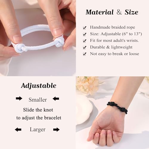 UNGENT THEM Adjustable Rope Couples Bracelets for Men, Boyfriend, Girlfriend, Soulmate, Husband, Wife - Anniversary Valentines Birthday Gifts for Him and Her3