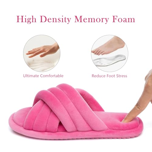 Image of GOEWY Cross Band Slippers for Women with Cozy Memory Foam Machine Washable