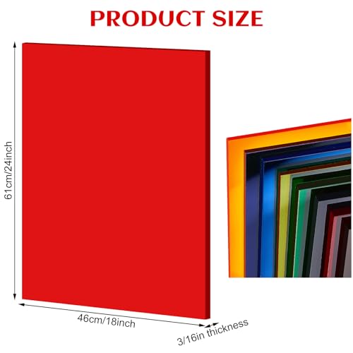 Image of Roowest 2 Pcs 18 x 24 Inch Acrylic Sheet 3 /16 inch Thick Acrylic Board Panel for Crafts Art Display Painting Shelf DIY Wedding Signs Cut to Size(Red)