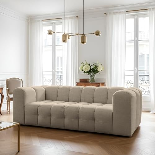 Baloo - Sofá de 3 plazas, diseño moderno y confort de lujo para tu salón – Tela Moly (beige)