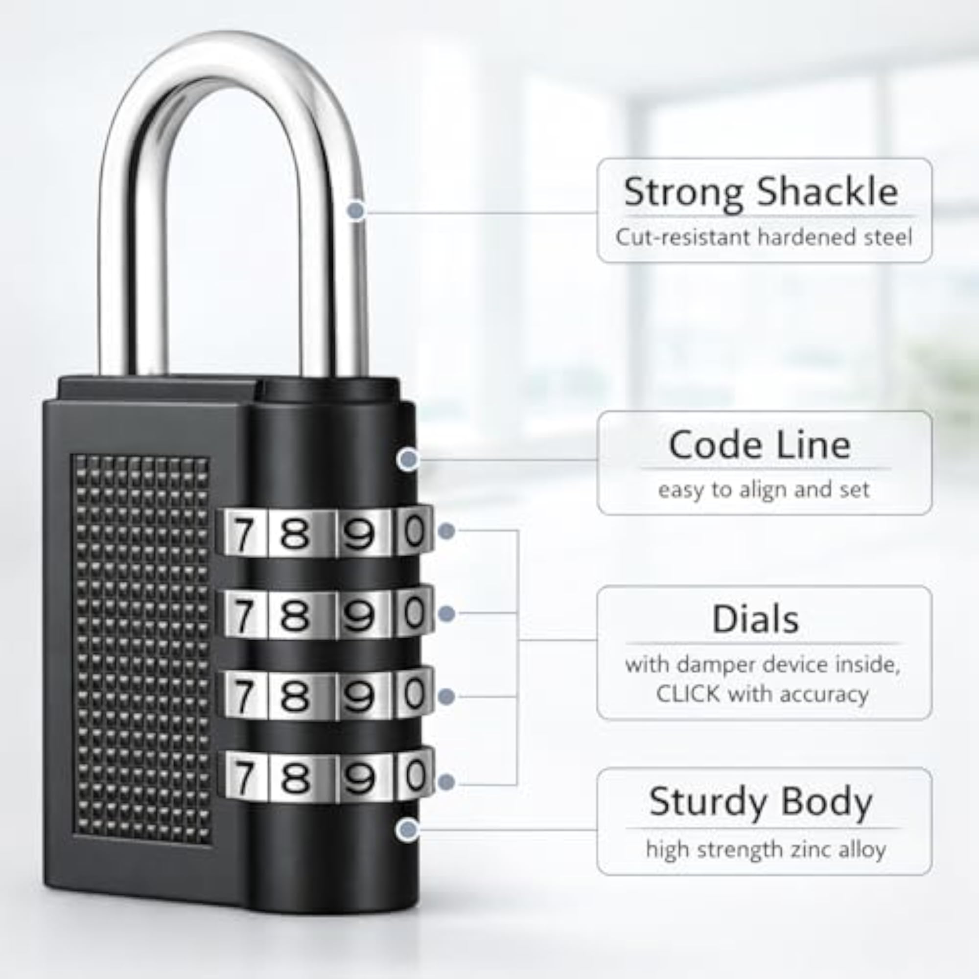 Number Lock Set of 2 - 4-Digit Combination Padlocks