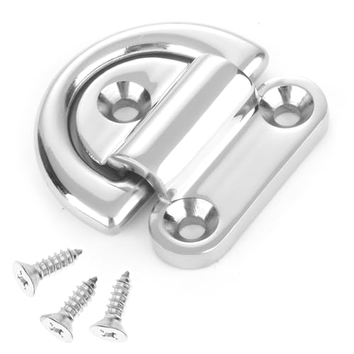 Atibin Heavy Stainless Folding Pad Eye Sail Steel D Ring Anchor Marine Deck Folding Pad Eye SUS316 8mm 5/16 Inch