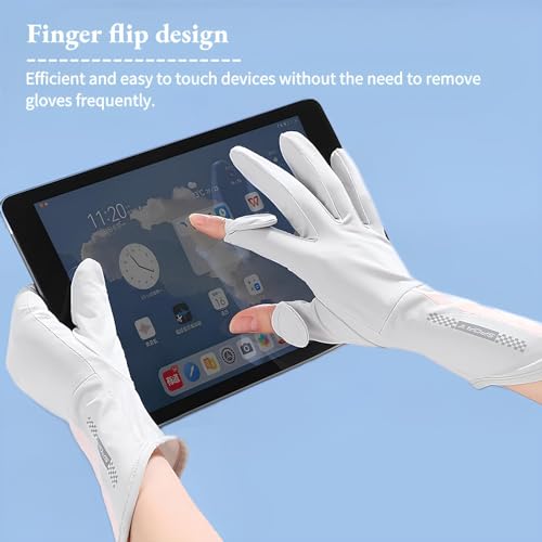 قفازات للنساء واقية من الشمس - مزودة بعامل حماية من الأشعة فوق البنفسجية 50+، قفازات للقيادة سريعة الجفاف ومضادة للانزلاق (لون رمادي فاتح 2)