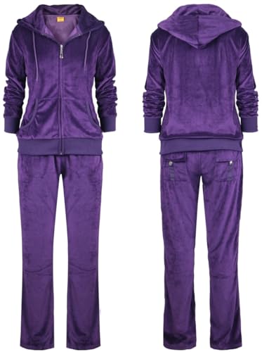 Image of LeeHanTon Womens Jogging Suits Sets Running Velour Outfit Zipper Warm Up 2 Pieces Hoodie and Pant Tracksuit