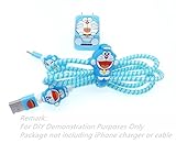 Tospania DIY Wire Protectors Compatible for iPhone5 5S SE 6 6S 7 8 Plus X IPad iPod iWatch Charging Cable and USB Charger-Doraemon