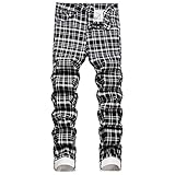 JUNBAOSS Black Jeans for Men, Men's Slim-Fit Casual Stretch Jean Men's Ripped Distressed Destroyed S