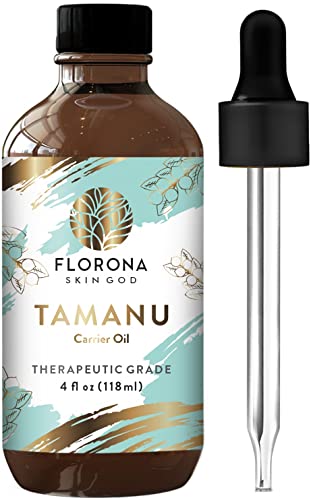 Tamanu Oil (118ml, 4oz) by Florona - 100% Pure, Unrefined, Cold-Pressed Tamanu Oil for Hair, Skin, Nails, Acne, Scars - in Dark Amber Glass Bottle with Glass Dropper â€“ (Tamanu, 4oz