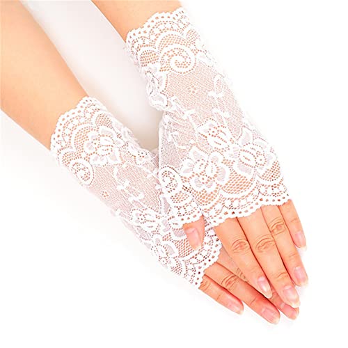 1 paire de gants sans doigts pour femmes en dentelle, Clveshje Gants de protection solaire sans doigts pour femmes Gants en dentelle florale Gants de danse de mariée pour costume de fête Cover
