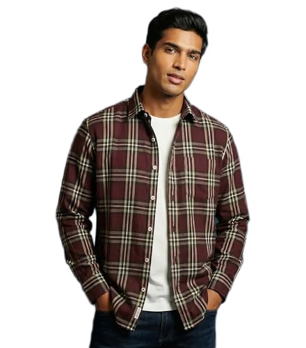 Image of RuggedNap Checked Cotton Shirt for Men | Premium Casual Plaid Shirt, Soft Breathable Everyday Wear