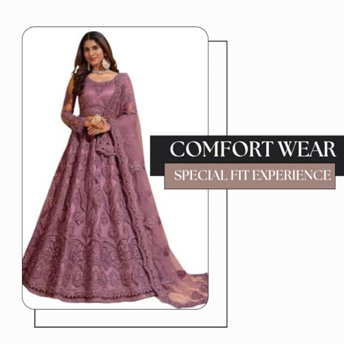 Image of ZAALIMA FASHION Women's Semi Stitched satin blend Lehenga Choli with Embroidered Pattern Unstitched Blouse and Dupatta Set | Women's Lehenga Cholis