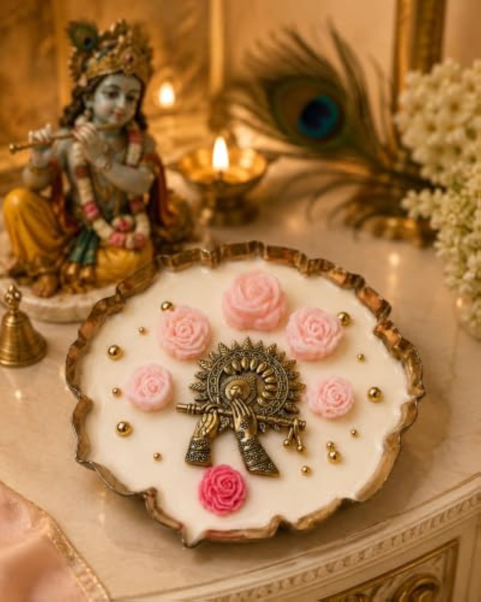 Krishna Rose Flower Decorative Candle